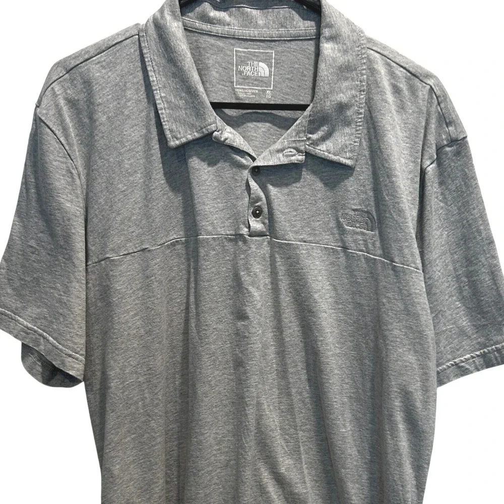 The North Face Polo Shirt XL Mens Grey Short Sleeve Cotton Lyocell Logo Top